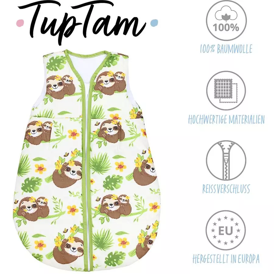 TupTam Baby Ganzjahres Schlafsack Ärmellos Wattiert grüngelb