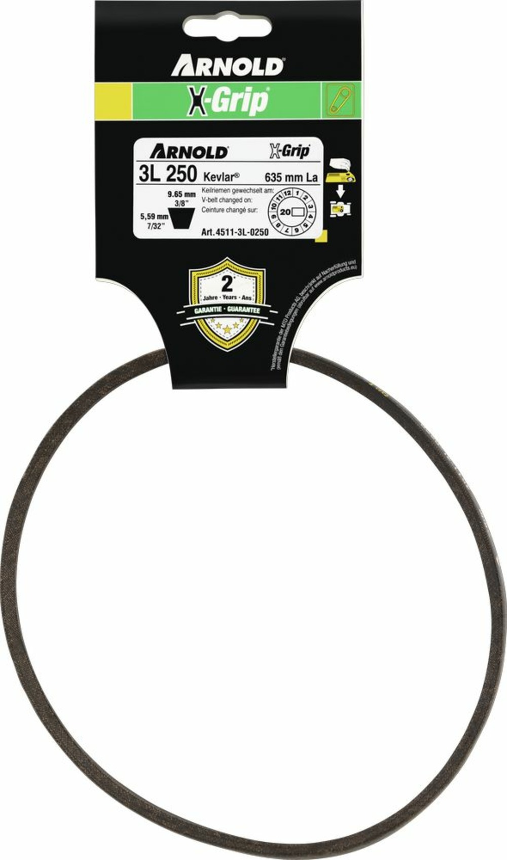 Courroie trapézoïdale x-grip de type 3l-0250