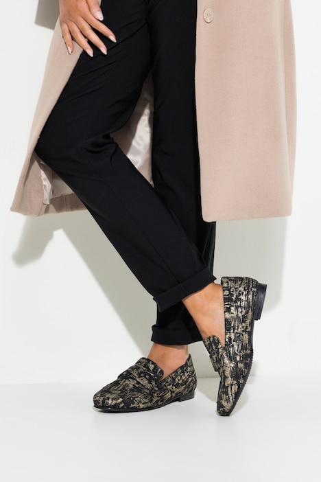 Jacquard-Loafer, Melange, Lederfutter, Weite H