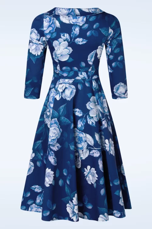 Hearts & Roses Dorothy swing jurk in blauw