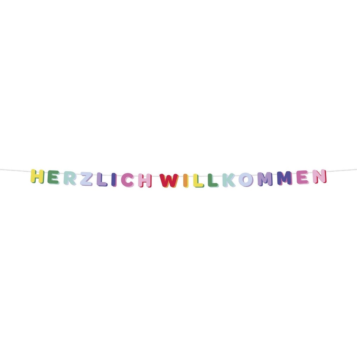 Gekleurde Letterslinger Herzlich Willkommen 2,6m