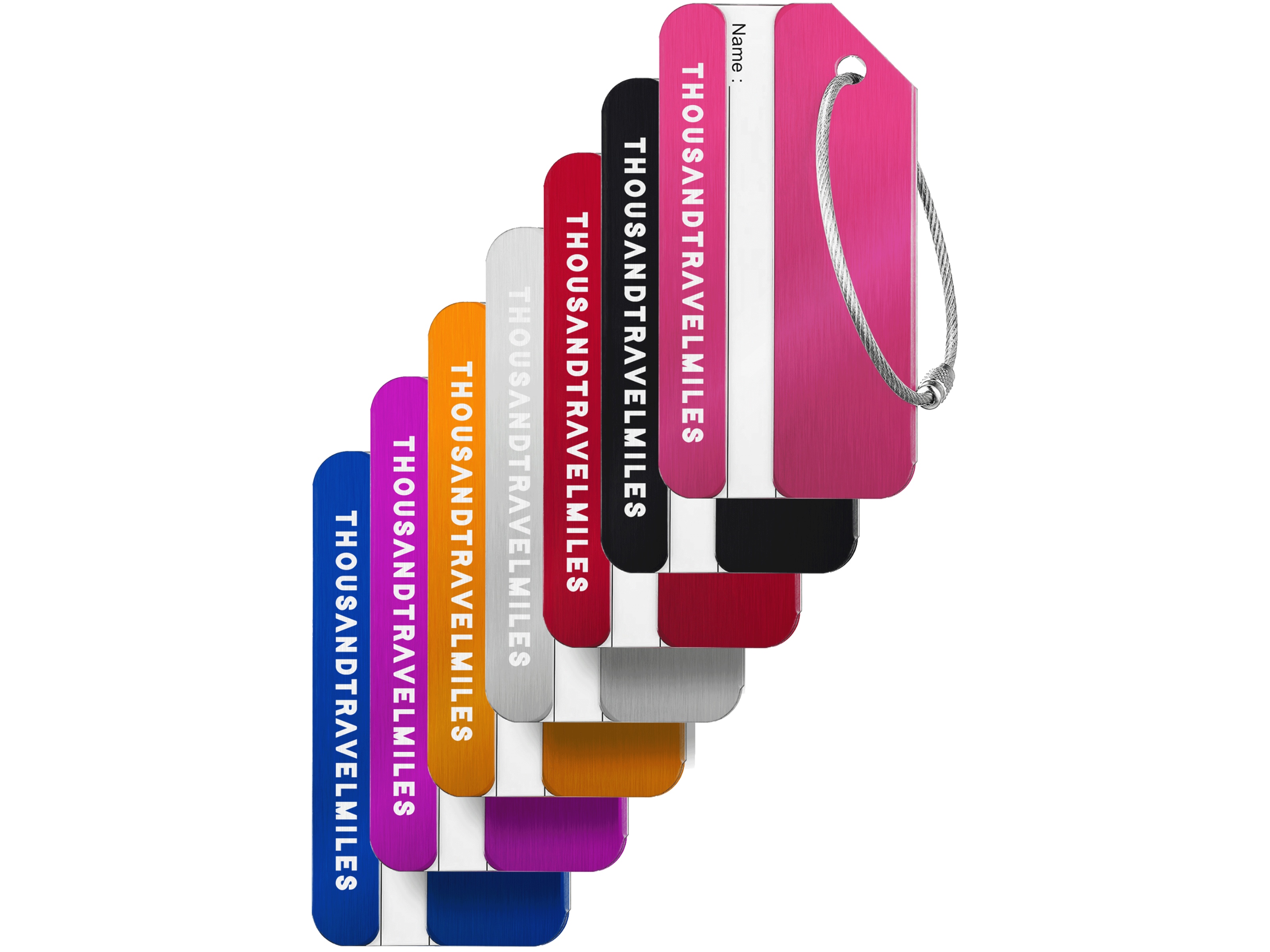 Thousandtravelmiles aluminium bagagelabel - Set van 7