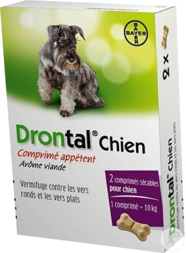 Drontal Chien Vermifuge Contre Vers Ronds/Vers Plats 2 Comprimés Sécables
