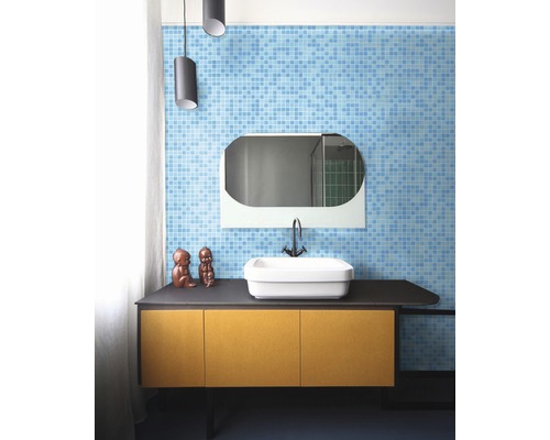 Glasmozaïekmix lichtblauw en blauw 30,5 x 32,5 cm