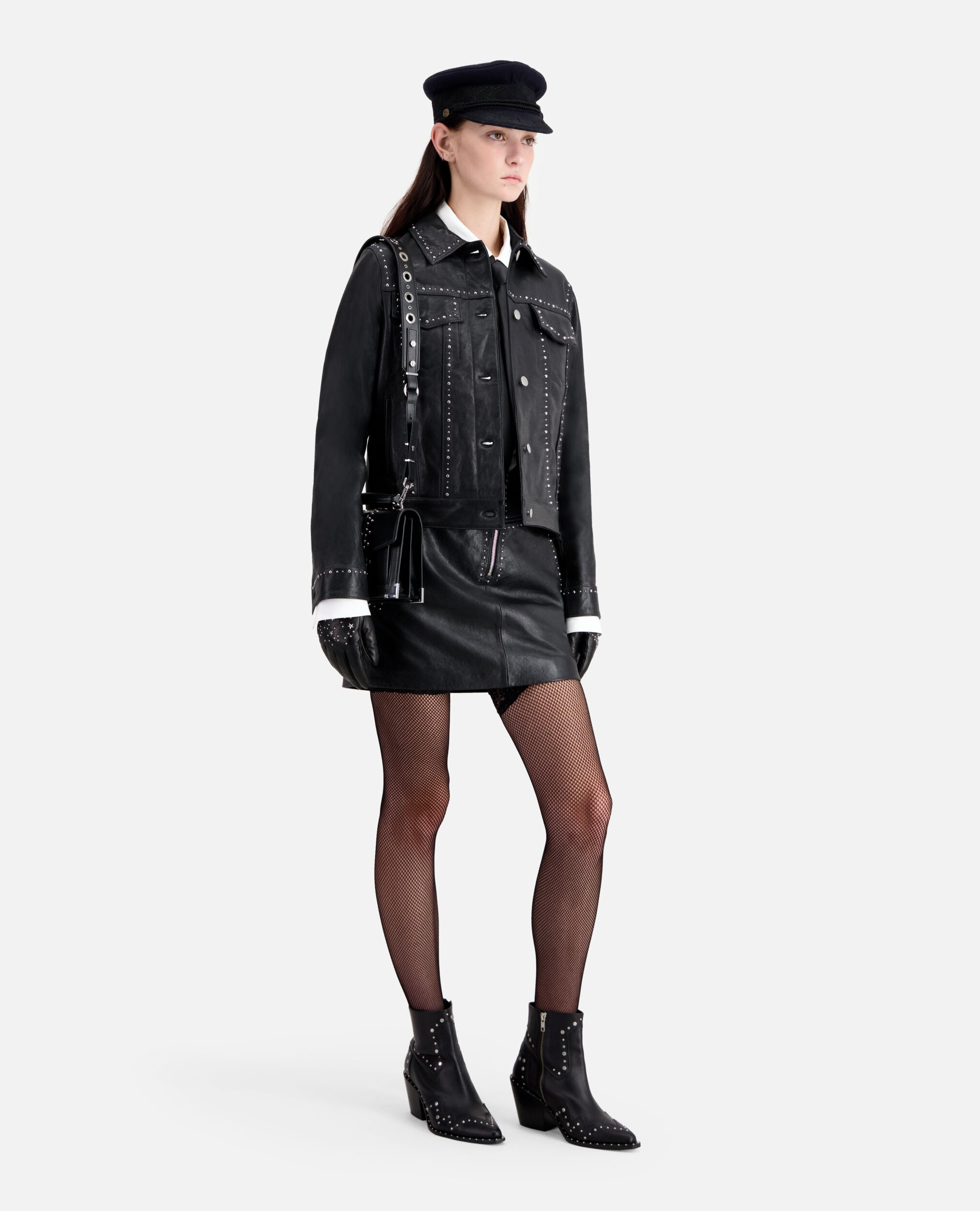Black leather jacket with studs
