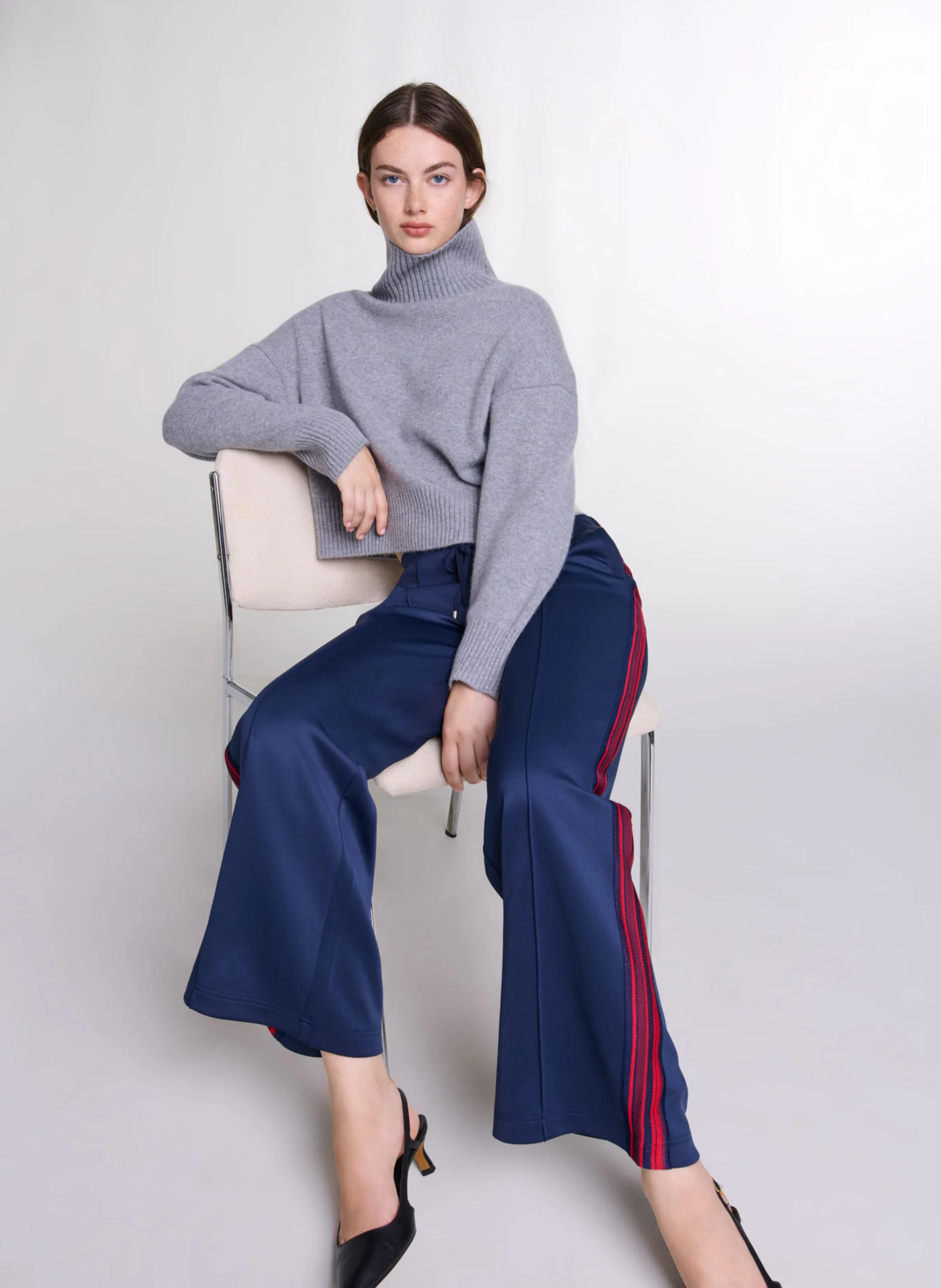 Pantalon large jogger brodé| Bleu