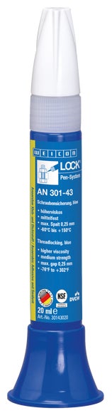 WEICONLOCK® AN 301-43 Schroefborging | Gemiddelde sterkte, goedgekeurd voor drinkwater | 20 ml | Blauw