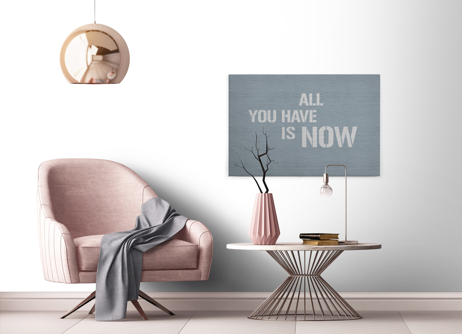Leinwandbild ALL YOU HAVE IS NOW - grau-blau - 90x60 cm
