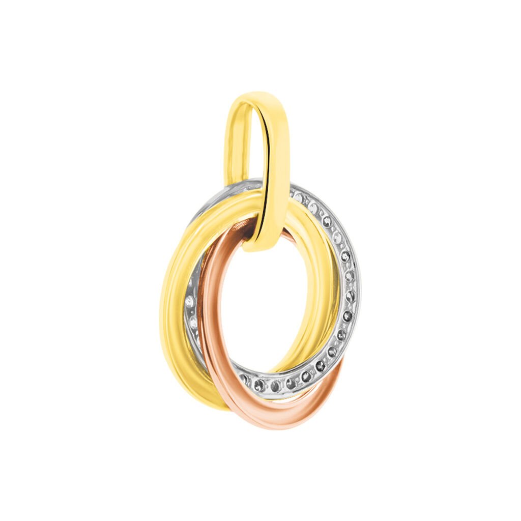 Pendentif Amaiur Or Tricolore Oxydes De Zirconium