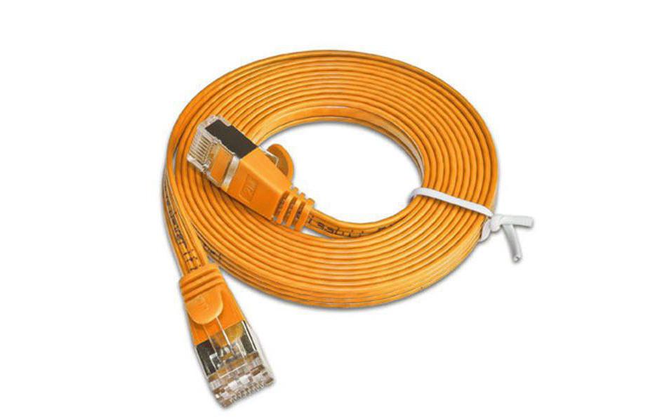 Slimpatchkabel RJ-45 - RJ-45, Cat 6, STP, 15 m, OrangeGeschirmtes Twisted-Pair-Kabel (STP) mit Klinkenschutz