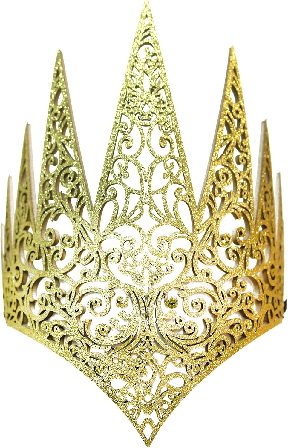Glitzer Krone Fasnacht König Kostüm Zubehör Motto Party Accessoire Halloween Foto Requisite - Gold