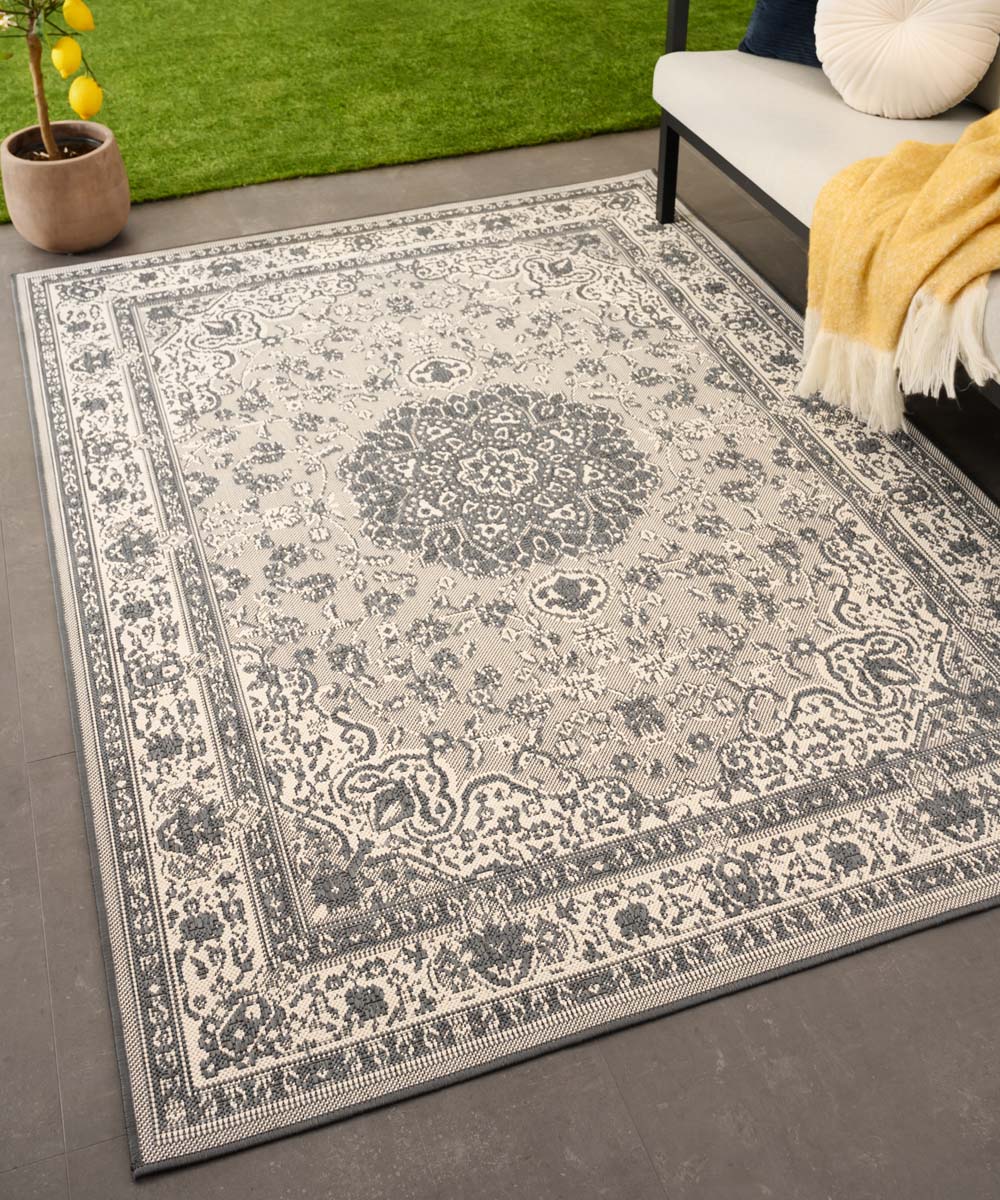 Tapeso Vintage buitenkleed - Flip Agnes grijs - 200x280 cm