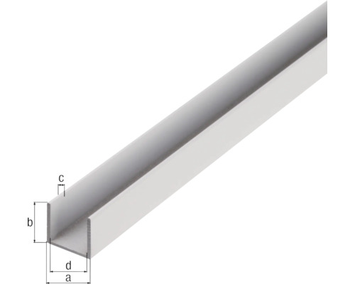 U-profiel aluminium naturel 15x20x1,5 mm, 2,0 m