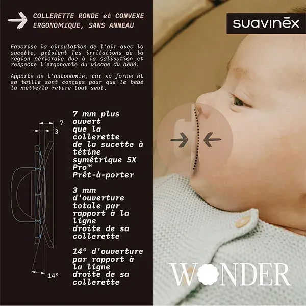 Chupeta reversível Suavinex Wonder SXPRO 0/6 meses Wonder - Cinza Whitecap