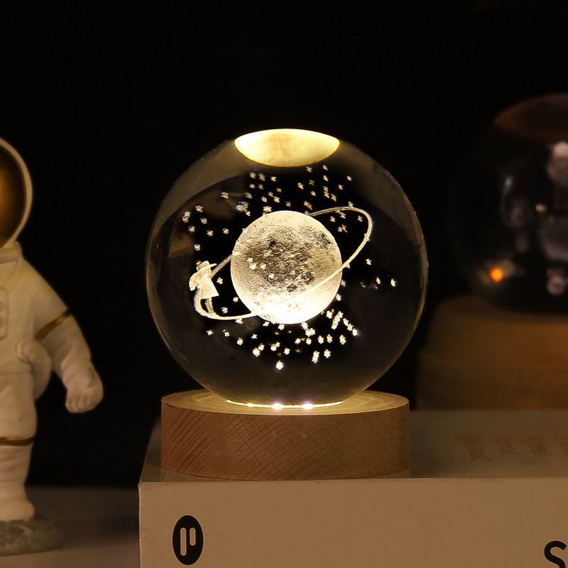 360° LED Kristall Kugel USB Galaxy Nachtlicht Home Dekoration mit Farbwechsel - Saturn