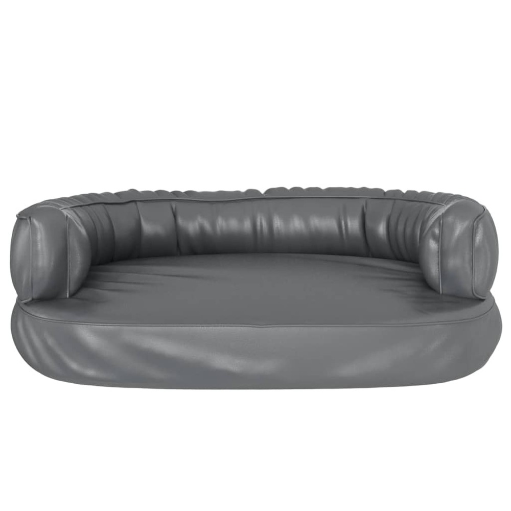 Lit pour chien ergonomique mousse gris 60x42 cm similicuir