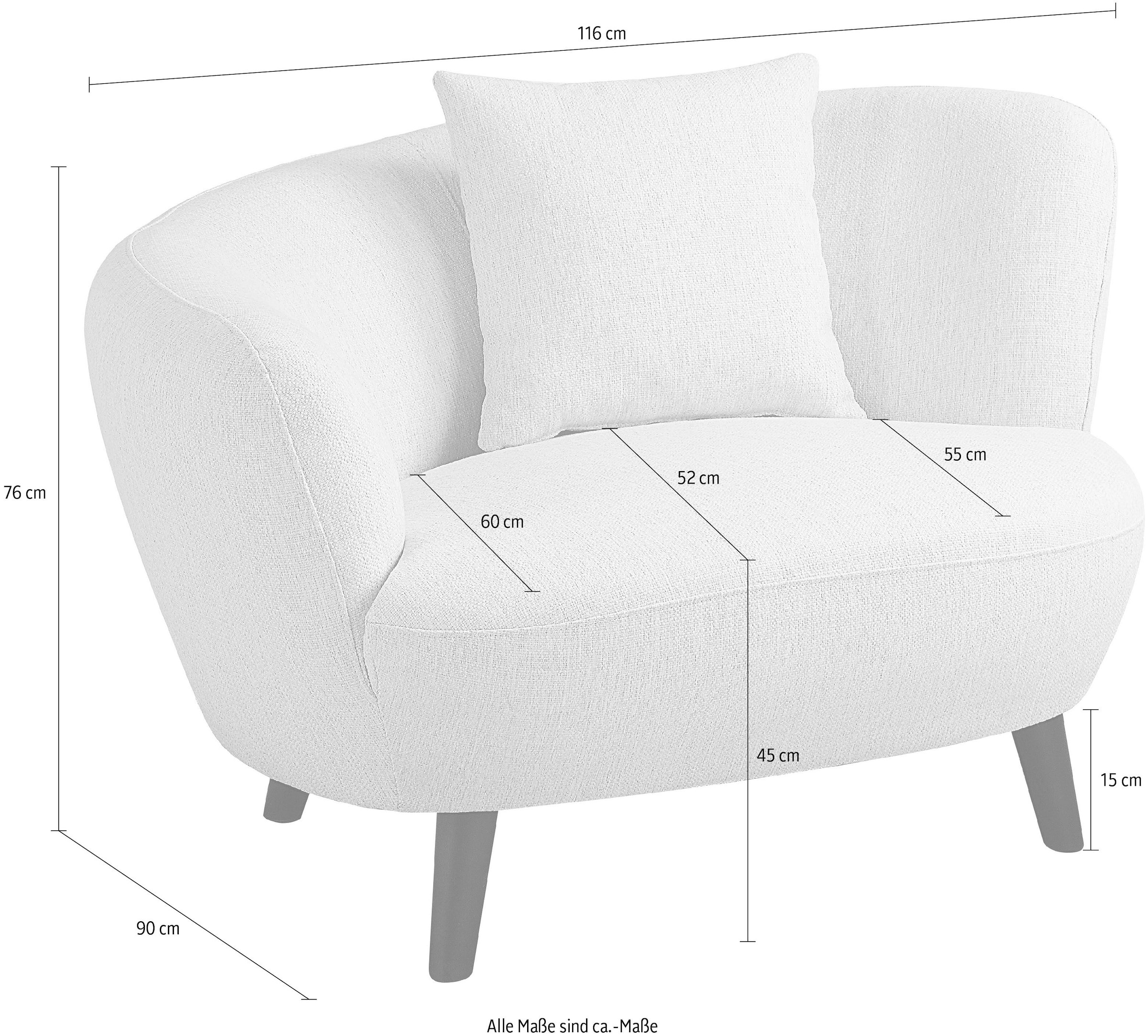 ATLANTIC home collection Loungesessel »Olivia« XXL-Sessel, Nierenform-Sessel mit Zierkissen im Originalbezug