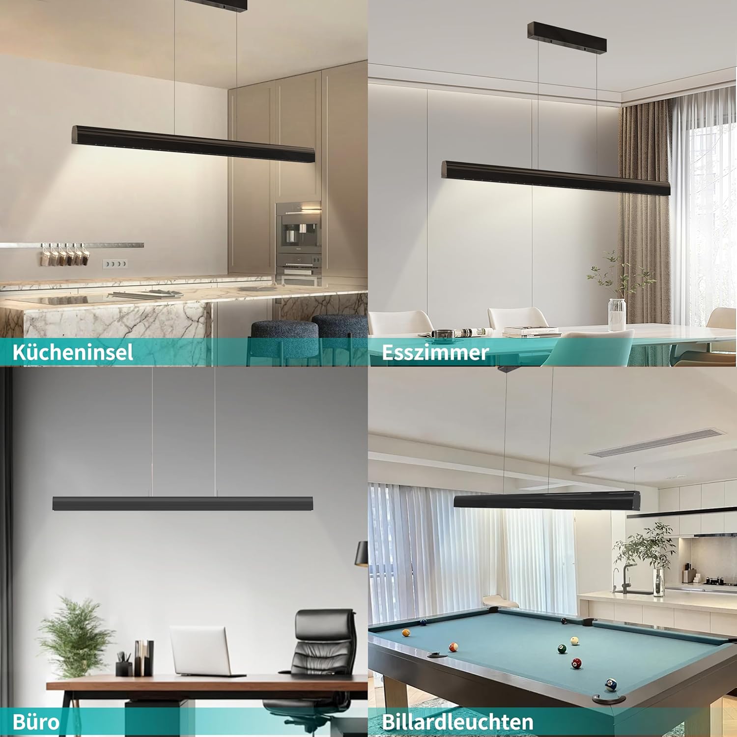 Pendelleuchte Esstisch 120cm, dimmbare Hängelampe mit Gestensteuerung, 10–100% Helligkeit & 3000K/4500K/6500K Farbtemperatur einstellbar, moderne Esstischlampe für Esszimmer, Büro