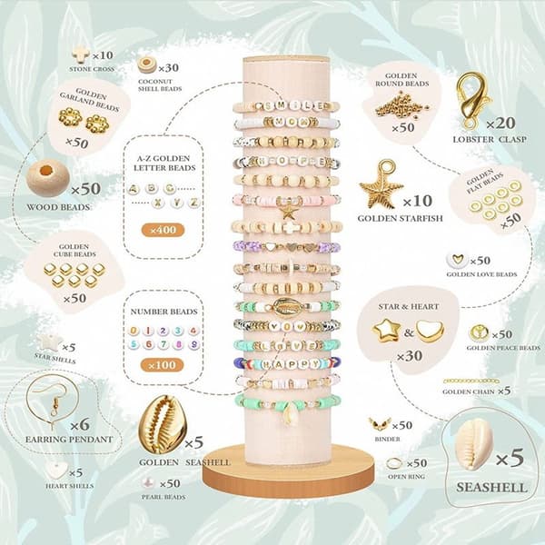Clay Beads / Heishi Beads Bohemian Kit - KREA DIY Smykkesett med forskj. perler - 6000 stk