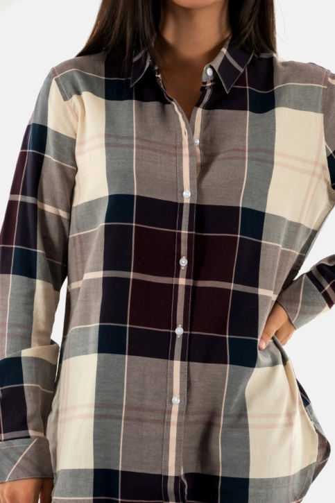 chemisier barbour moorland wh92 cloud/black cherry