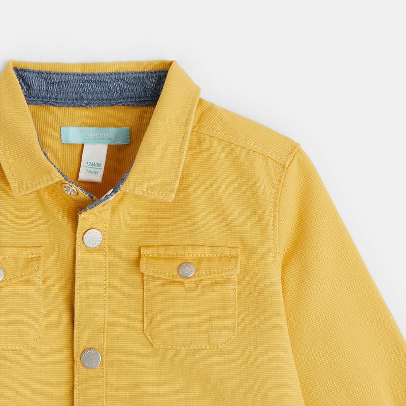 Chemise unie coton fantaisie jaune bébé garçon Jaune