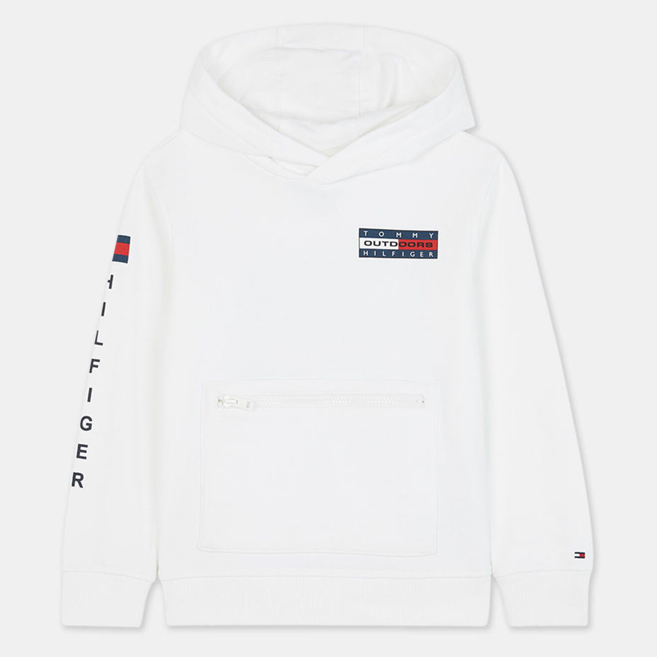 Tommy Hilfiger Sweat en Coton organique à capuche sérigraphie blanc