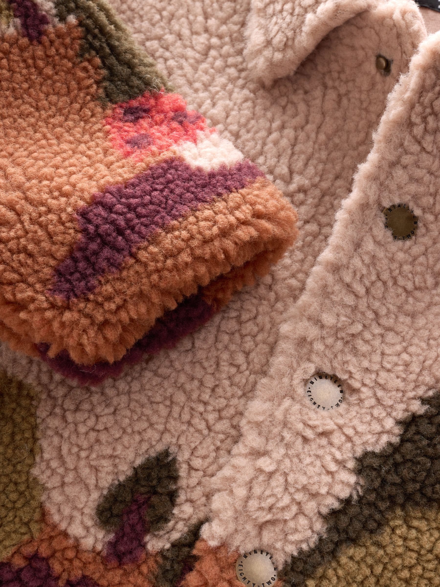 Naturel Sierlijke Print - Fleece shacket van borg (3 mnd - 7 jr)