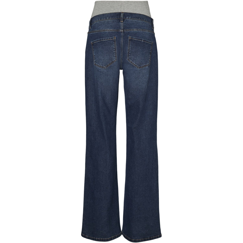 Køb Mama;licious Dark Medium Blue Denim Mledina Flared Db Jeans Noos