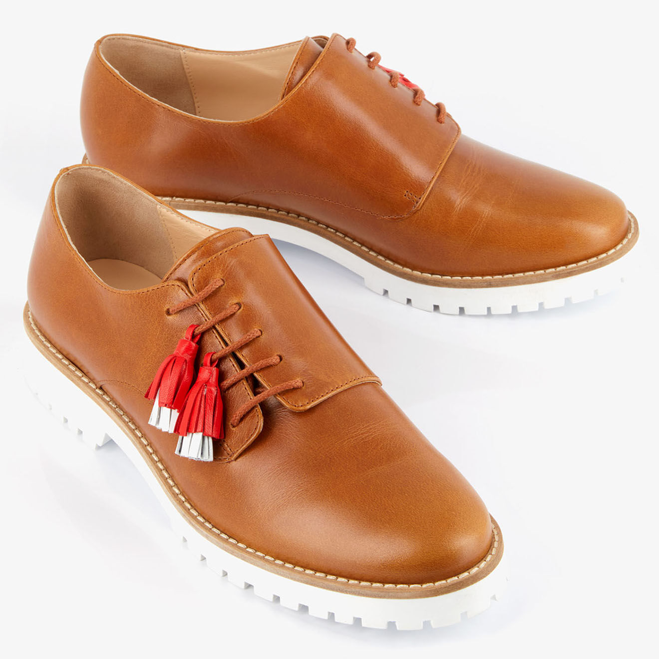 Mellow Yellow Derbies en Cuir Hoce camel