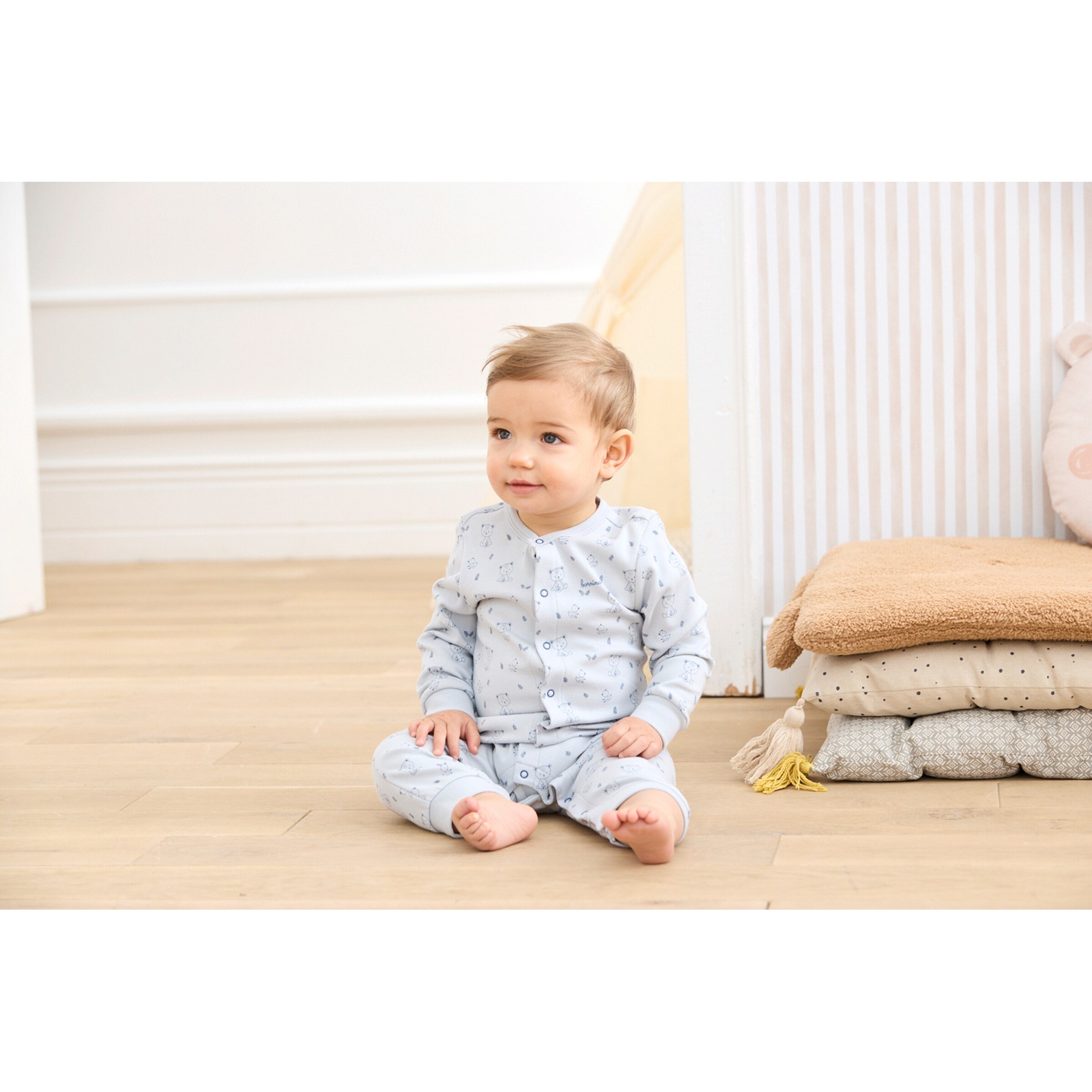 Bornino - Tiny Friends Schlafoverall Bär Gans blau