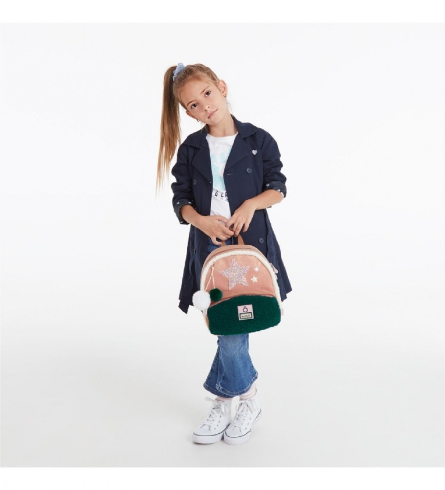 Enso Mochila pequea Enso Shine Stars rosa, verde-22x25x14 cm.