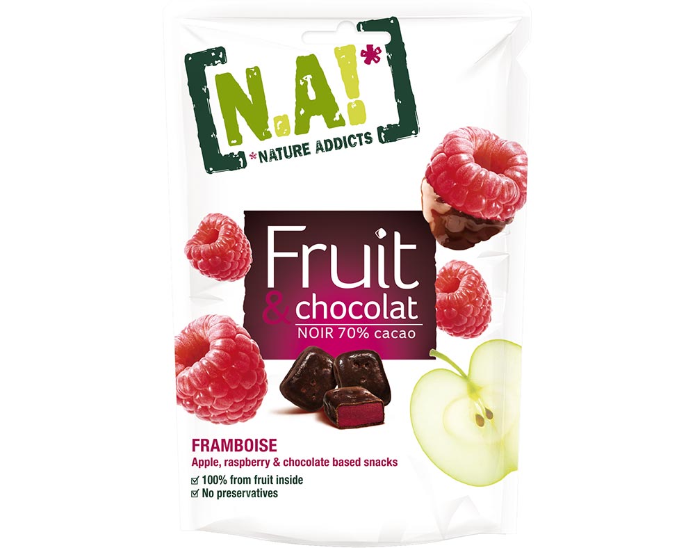 TIRAS NATURE ADDICTS FRUTA FRAMBOESA E CHOCOLATE 35G