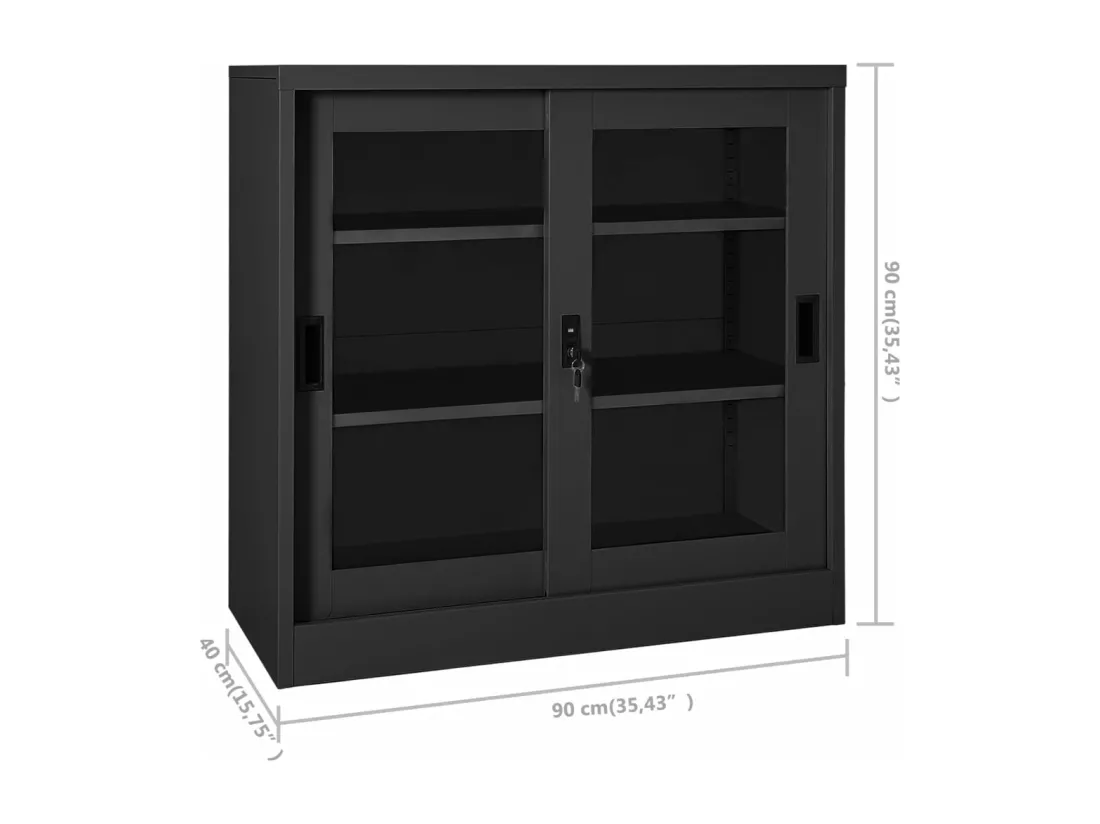Armoire à portes coulissantes Anthracite 90x40x90 cm Acier