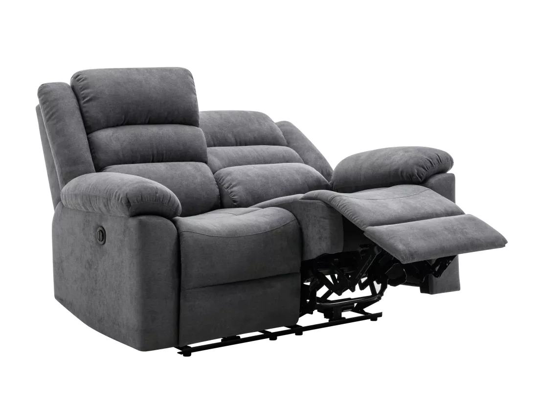 Canapé 2 places relax électrique en tissu gris BUROLO