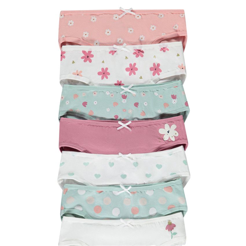 Lot de 7 culottes fantaisie pour fille - Bleu marine