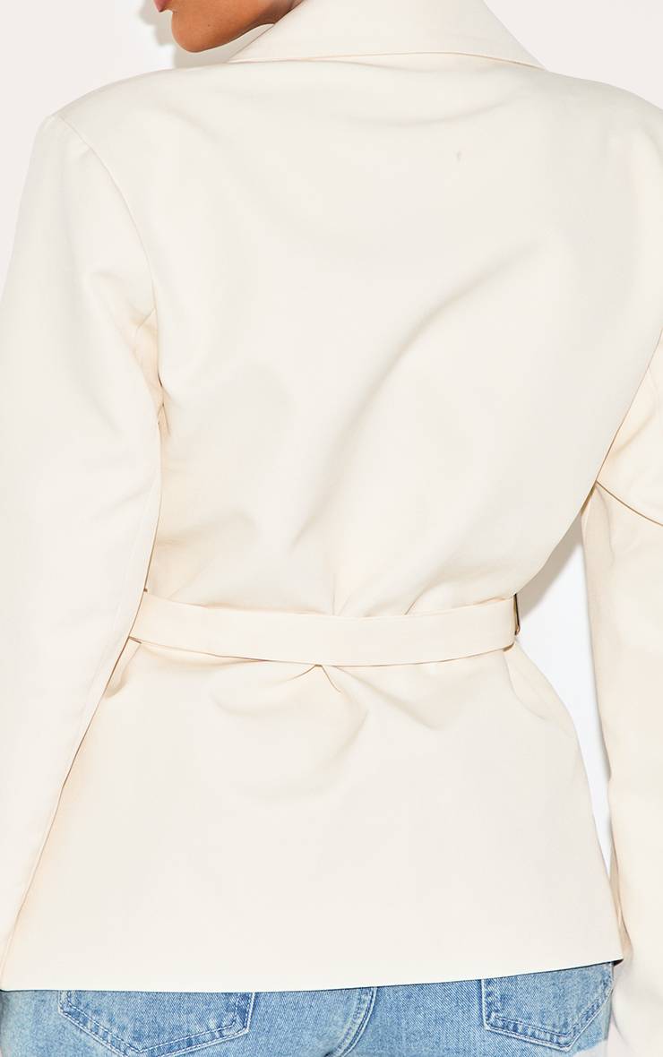 Crème Blazer Ajusté Asymétrique Croisé Avec Taille Ajustable Shape