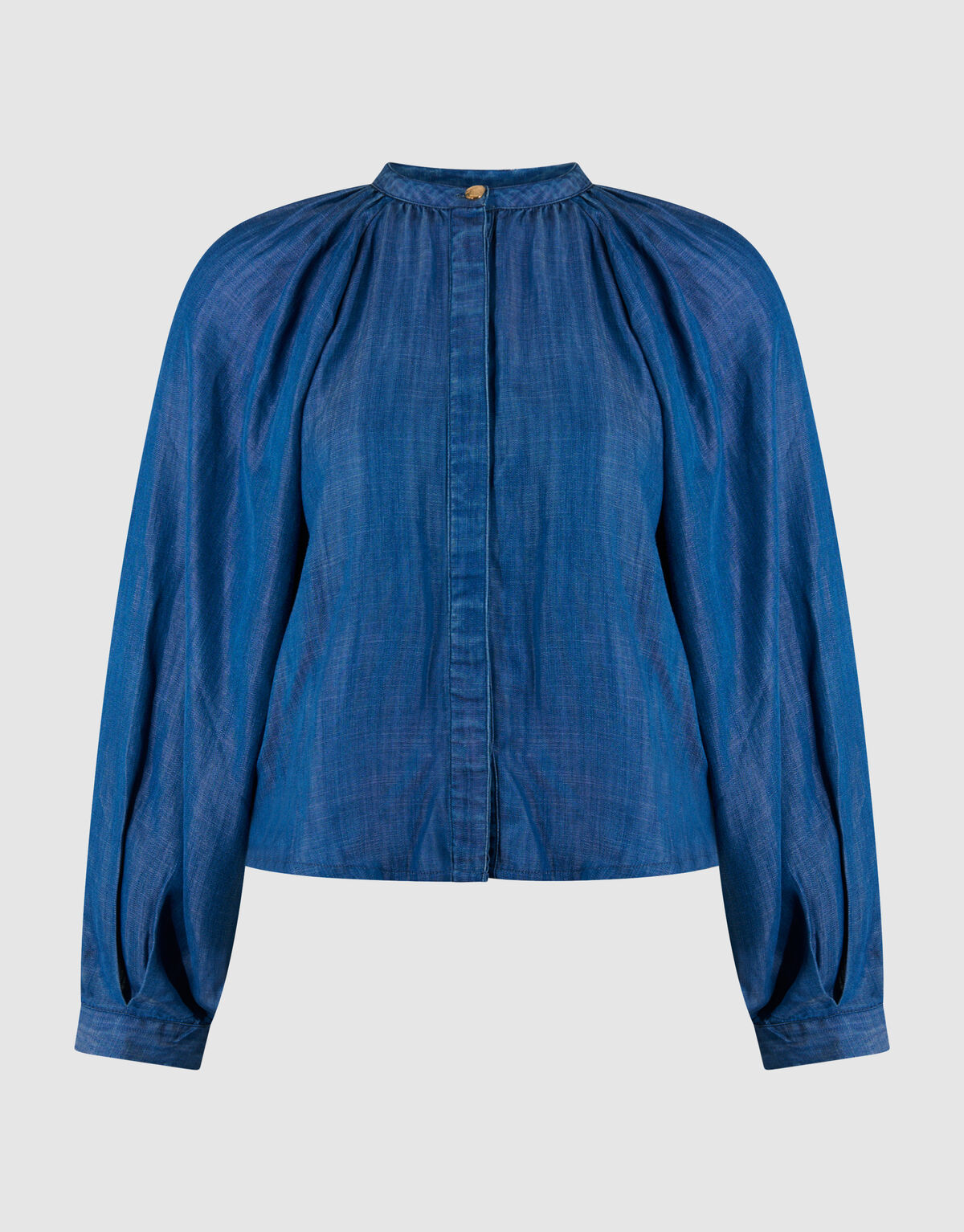 Cropped Denim Blouse Blauw