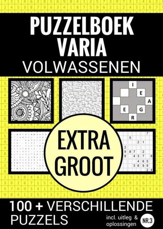 Puzzelboek - Extra Grote Uitvoering - Zwart/Wit - 85 Pagina's - A4