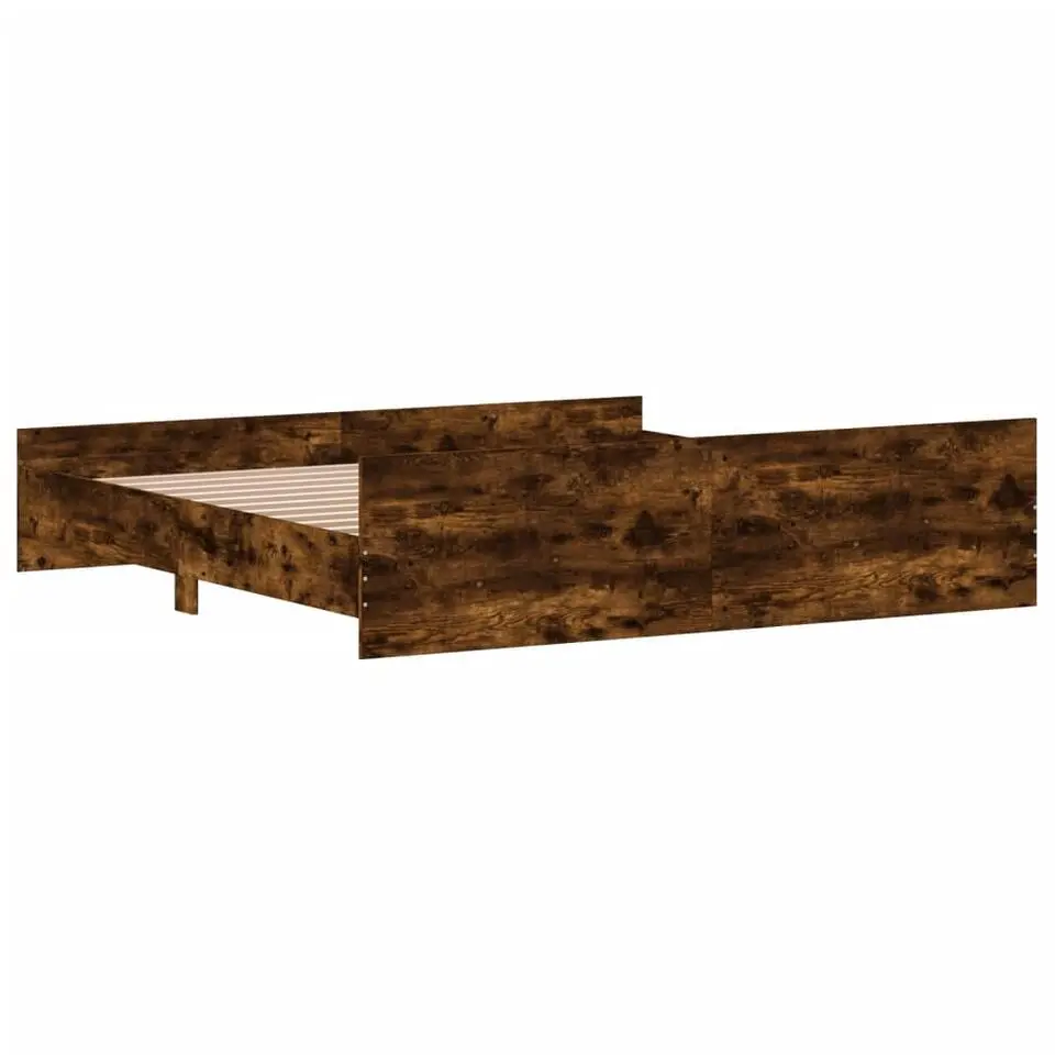 vidaXL - Bed frame met hoofd- en voeteneinde - Gerookt eiken - 180x200 cm