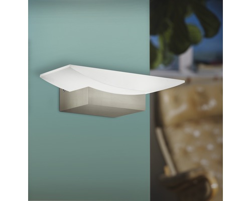 LED wandlamp 680 lm 3000 K HxL 10,5x20 cm Metrass nikkel/mat/satijn