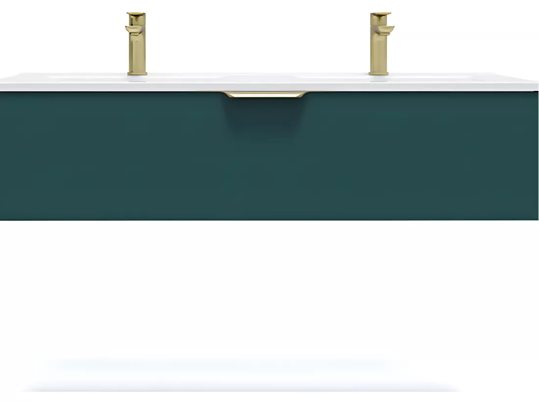 Meuble de salle de bain suspendu double vasque intégrée 120cm 1 tiroir Bleu - Venice