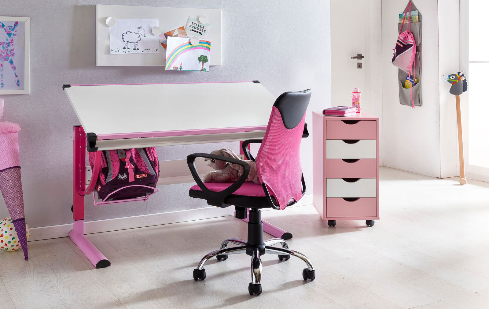 Drehstuhl pink/ schwarz