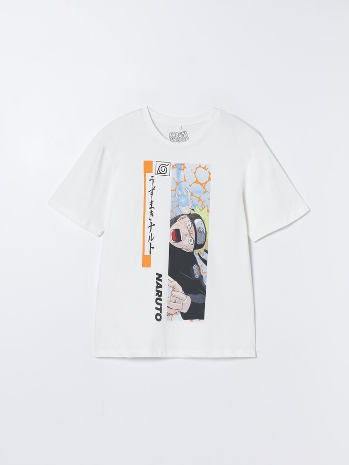 Camiseta Naruto Shippuden com estampa maxi - Branca