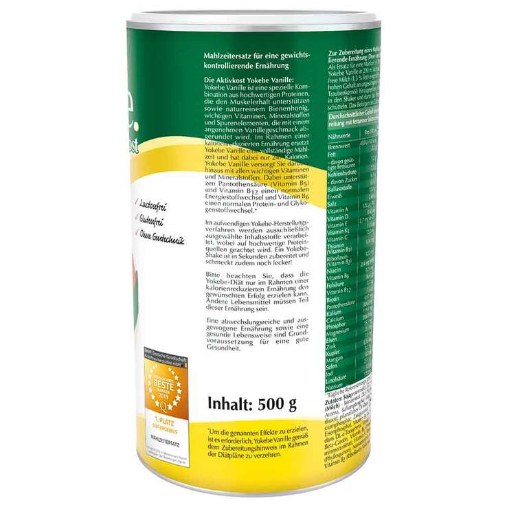 Yokebe Vanille lactosefrei NF2 Pulver, 500 g