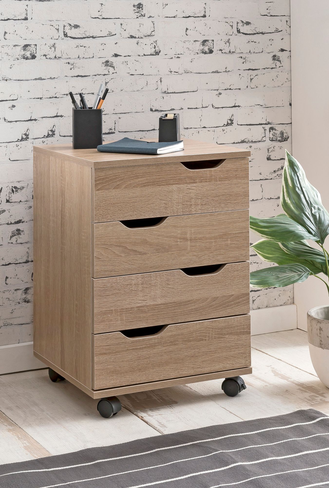 KADIMA DESIGN Stylischer Rollcontainer mit 4 Schubladen und Rollen, Modernes Design für Büroambiente