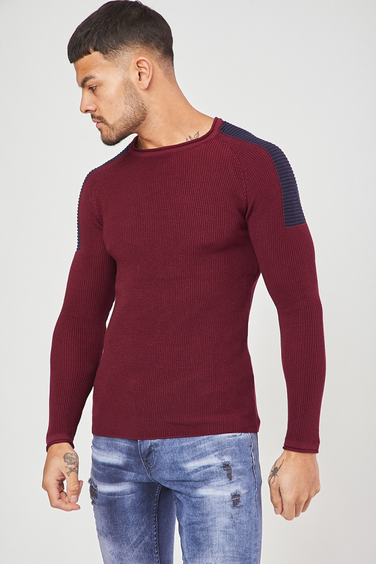 Pull fin bordeaux slim