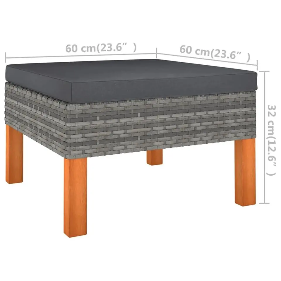 vidaXL - Loungeset - Grijs - Poly rattan - 5 stuks - Met kussens