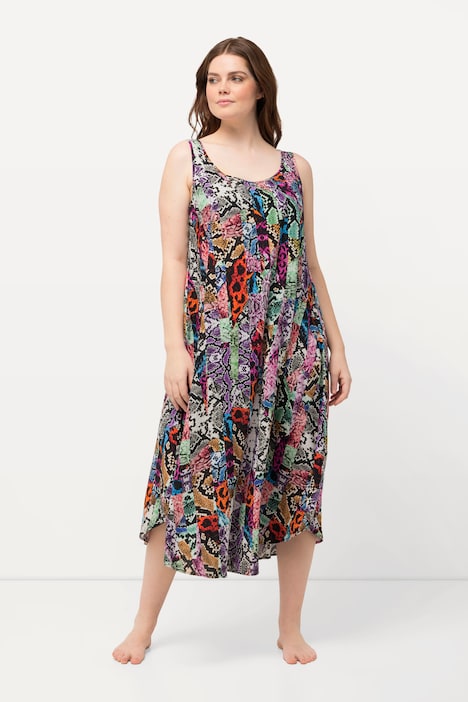 Midikleid, Mustermix, Rundhals, ärmellos