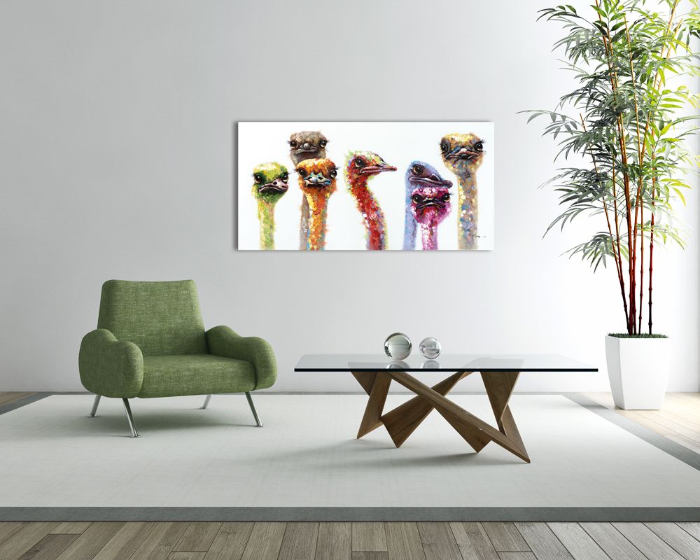 Kunstdruck STRAUßENFAMILIE