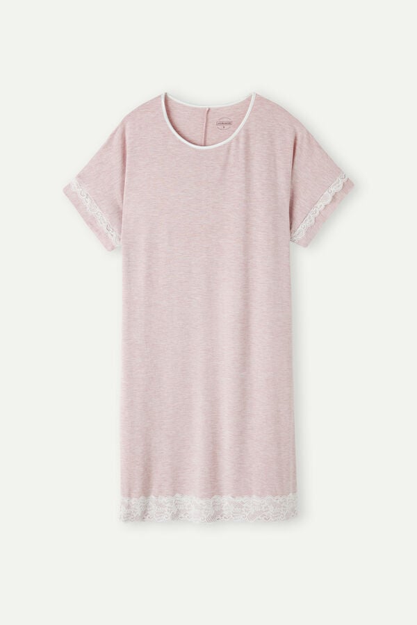 Camisola de mangas curtas com detalhes em renda.